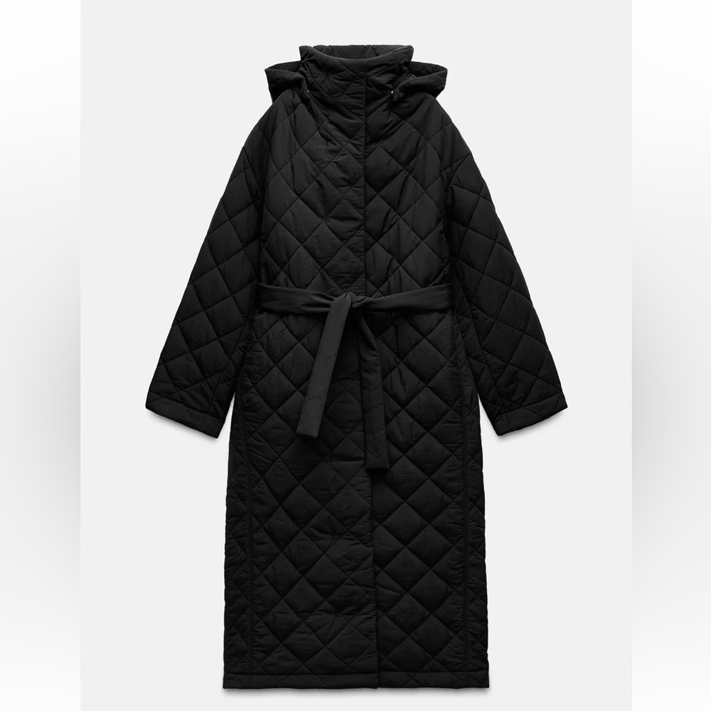 Zara Quilted Belted Winter Jacket perfect like new condition